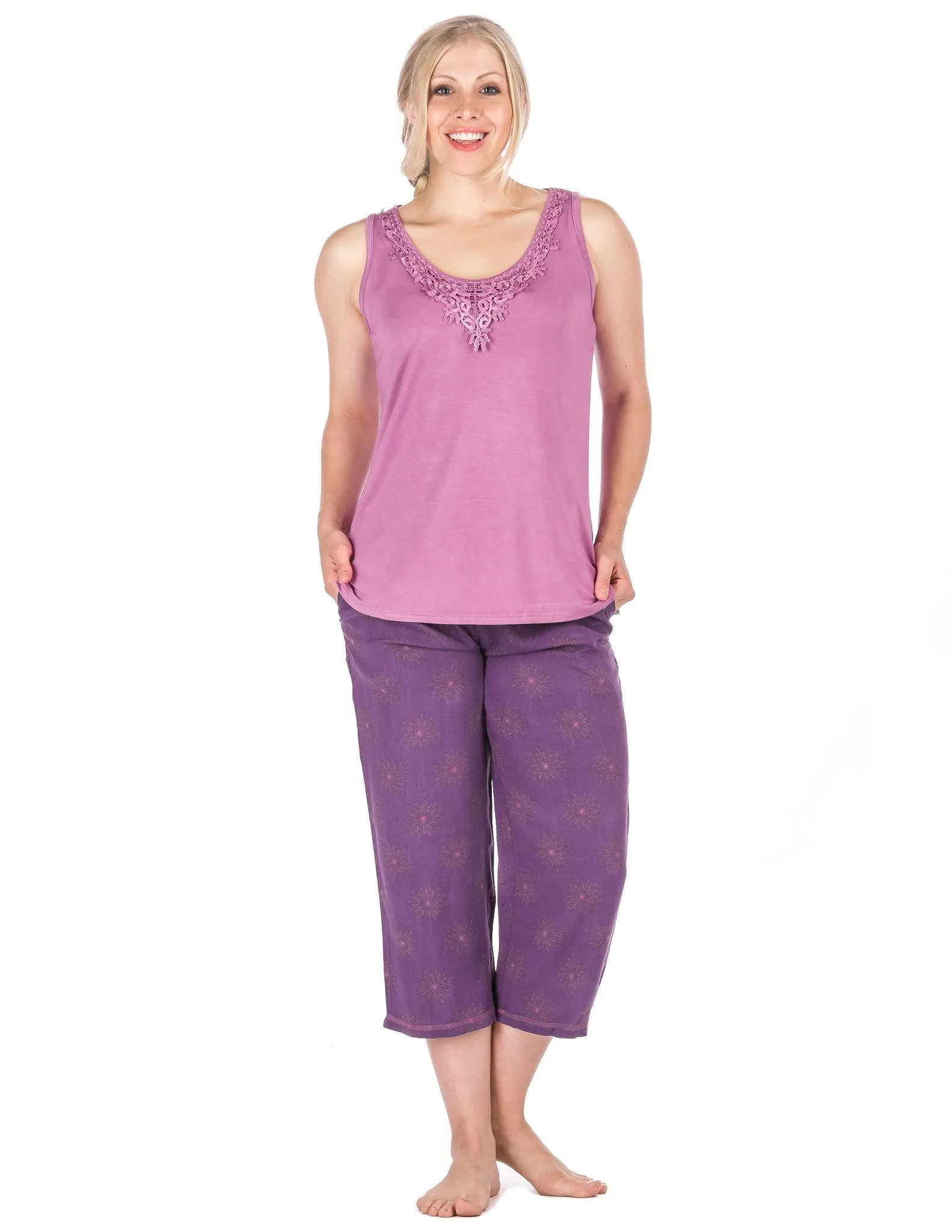 Women's Cool Breeze Woven Capri Lounge Set