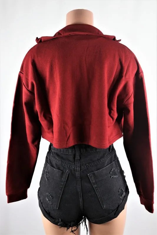 Zip up crop shacket